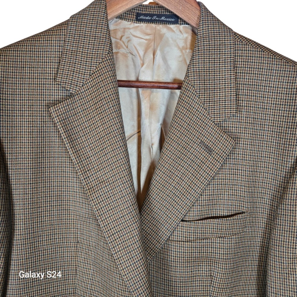 Lauren‎ Ralph Lauren Men's Tweed Blazer Jacket Houndstooth Wool Blend Brown